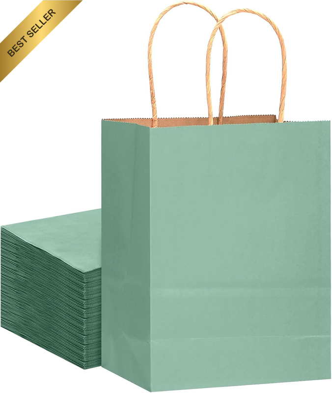 32-Packs Large Light Blue Kraft Paper Bags with Handles 33X26X13Cm Gift Paper Ba
