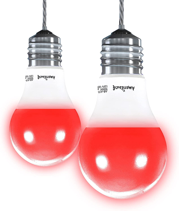 Red Light Bulbs 2-Pack Red Light Pinkish Colored A19 LED Bulb for Bedroom and Po