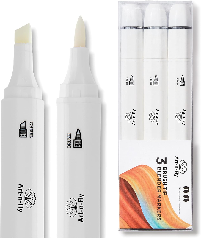 Art-N-Fly Alcohol Colorless Blender Marker (Pack of 3) Dual Tip Alcohol Markers
