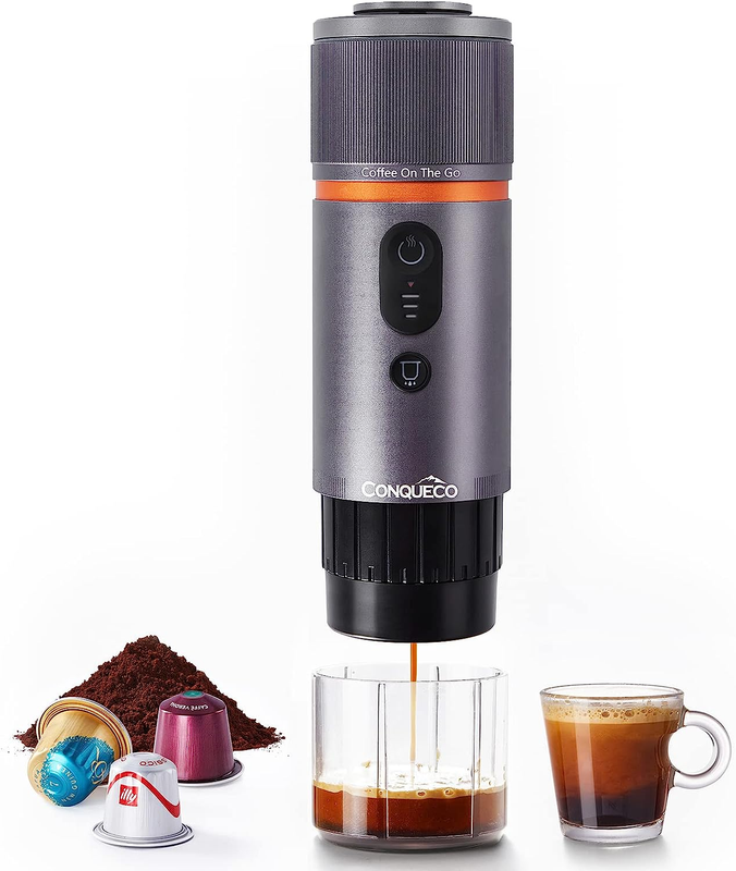 ```Compact Travel Coffee Machine - Portable 12V Car Espresso Maker with Battery