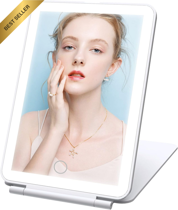 72 LED Travel Makeup Vanity Mirror 3 Color Touch Dimming Folding USB