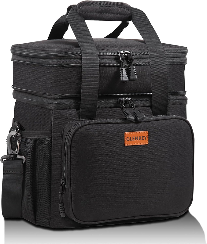Expandable Large Insulated Lunch Box Heavy Duty Lunch Cooler Bag Durable Black