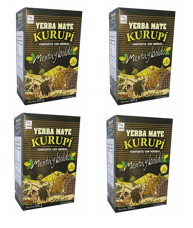 Kurupi Mint Boldo Yerba Mate 500 G (1.1 Lbs) 4 Pack