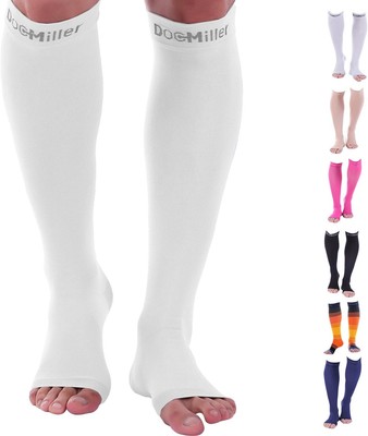 Doc Miller Open Toe Compression Socks, 8-15 mmHg, Toeless, XX-Large, White 