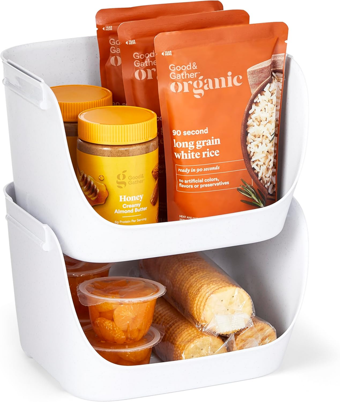 Shelfbin Stacking Pantry Bins, 2-Pack, Stackable Storage Basket Organizers for K