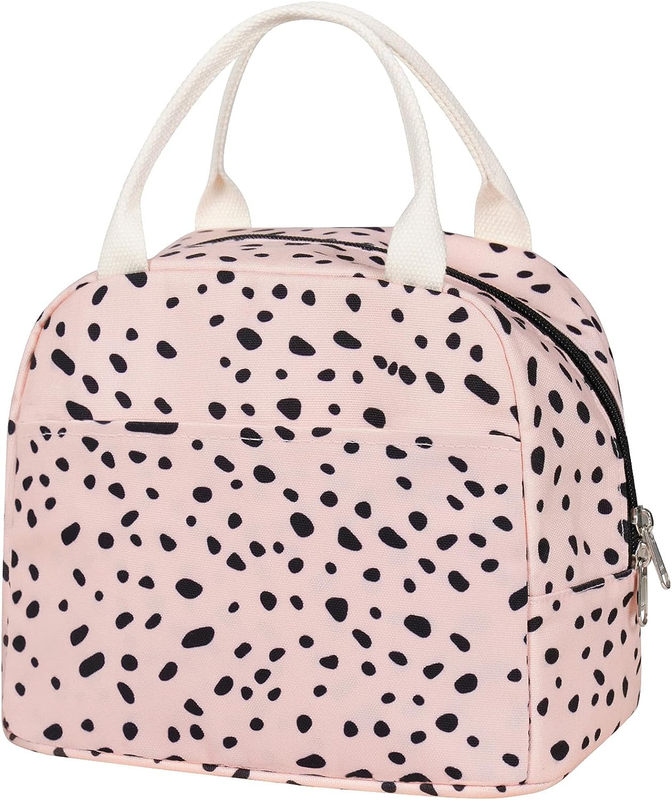 Pink Lunch Box Bag for Women, Chic Trendy Adult Small Lunch Pouch Bag with Insul