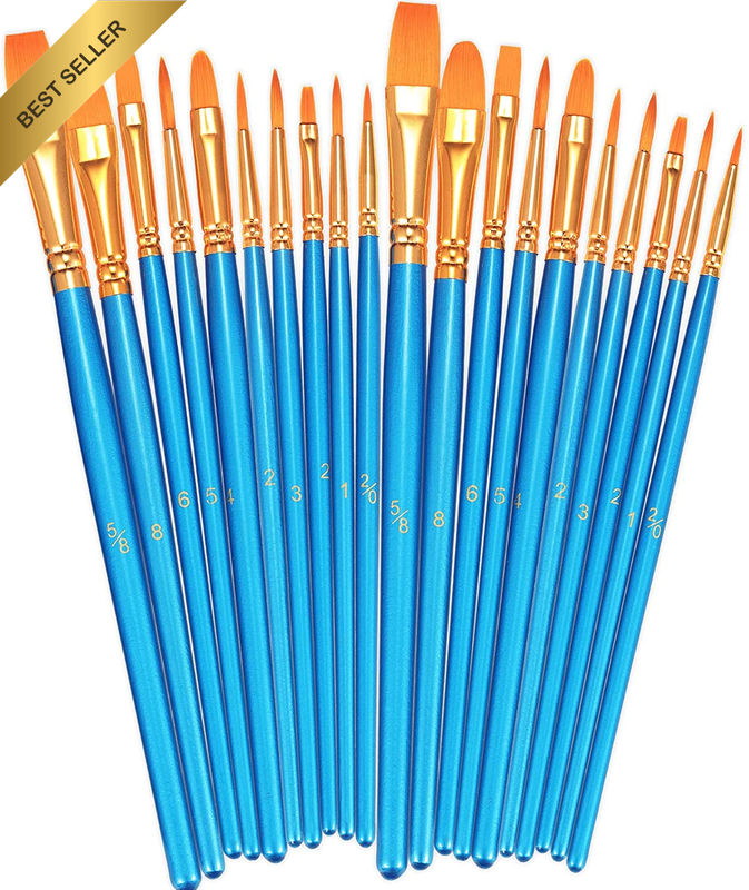 Paint Brushes Set, 2 Pack 20 Pcs round Pointed Tip Paintbrushes Nylon Hair Artis
