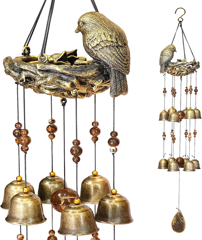 Bird Nest Wind Chimes,Wind Chimes for outside with 12 Wind Bells for Glory Mothe