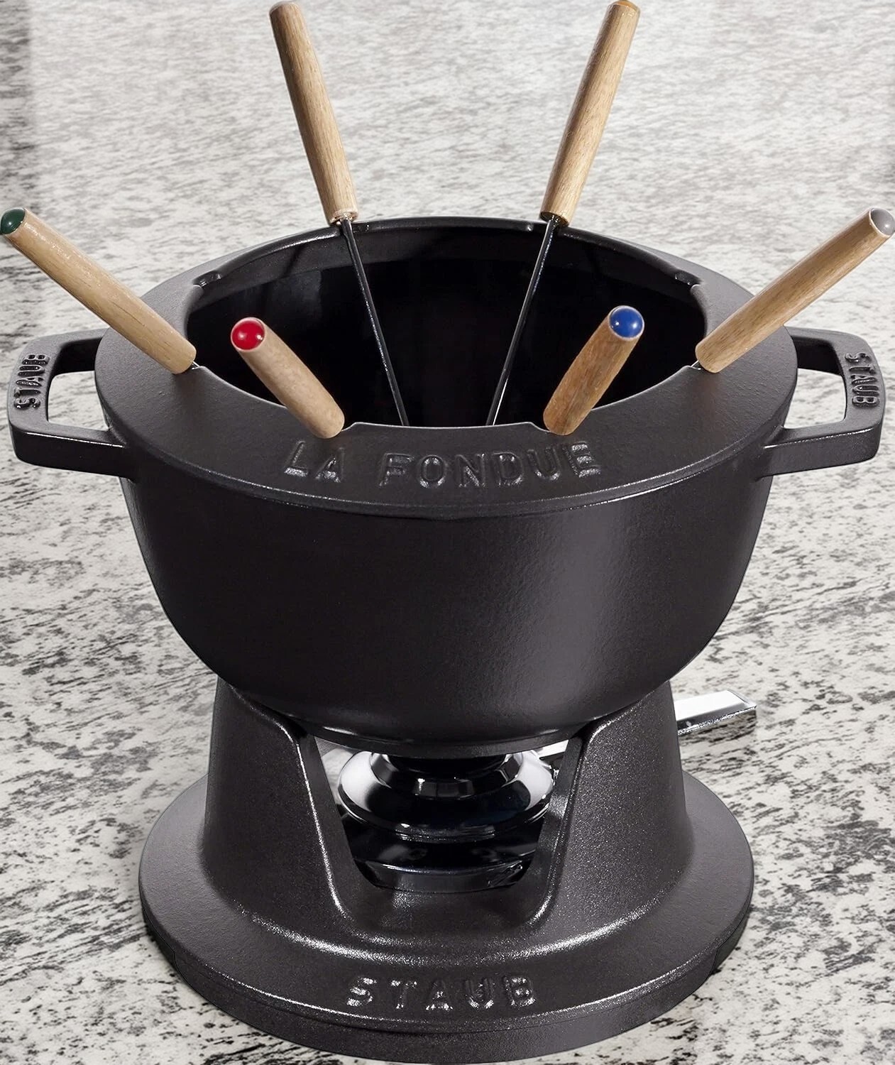 Staub Fondue Set 20cm 2.3L 2.43qt Black Cast Iron Speciality 40511