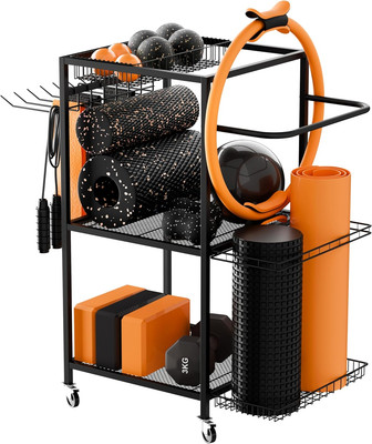 Home Gym Workout Equipment Storage System - Ideal for Exercise Equipment, Fitnes