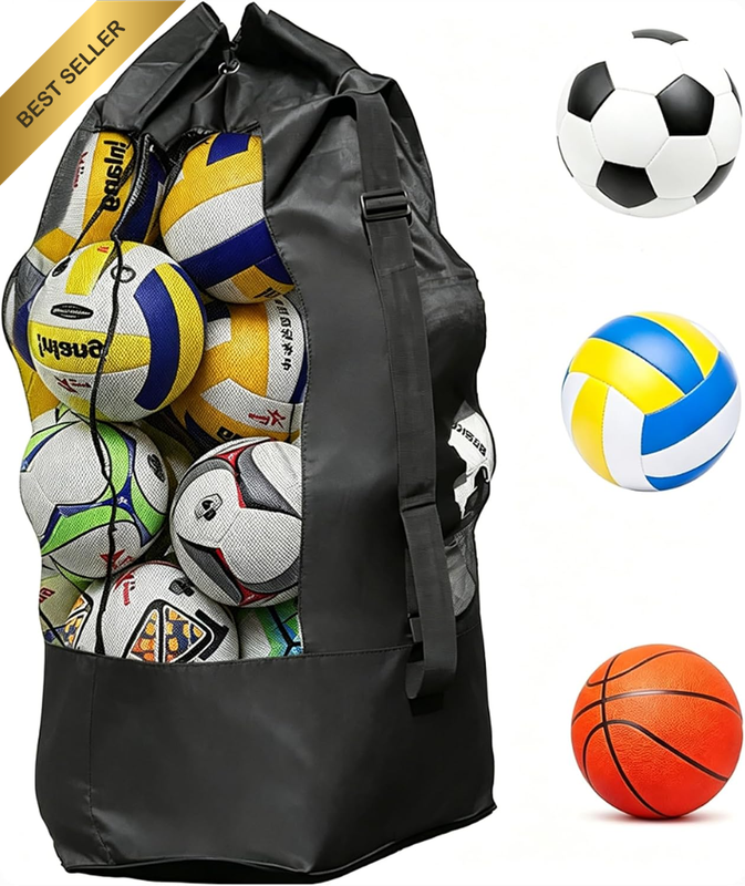 Extra Large Ball Bag,Heavy Duty Mesh Soccer Ball Bag Drawstring Bags Hold Equipm