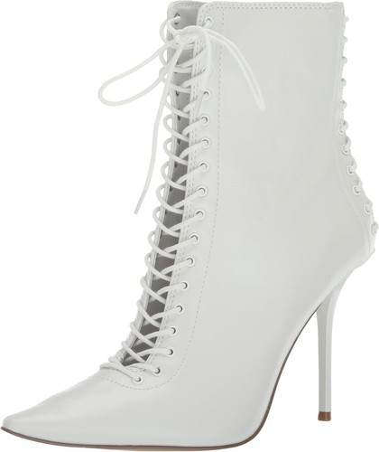 Pre-owned Steve Madden Women's Allnight Ankle Boot In White Leather