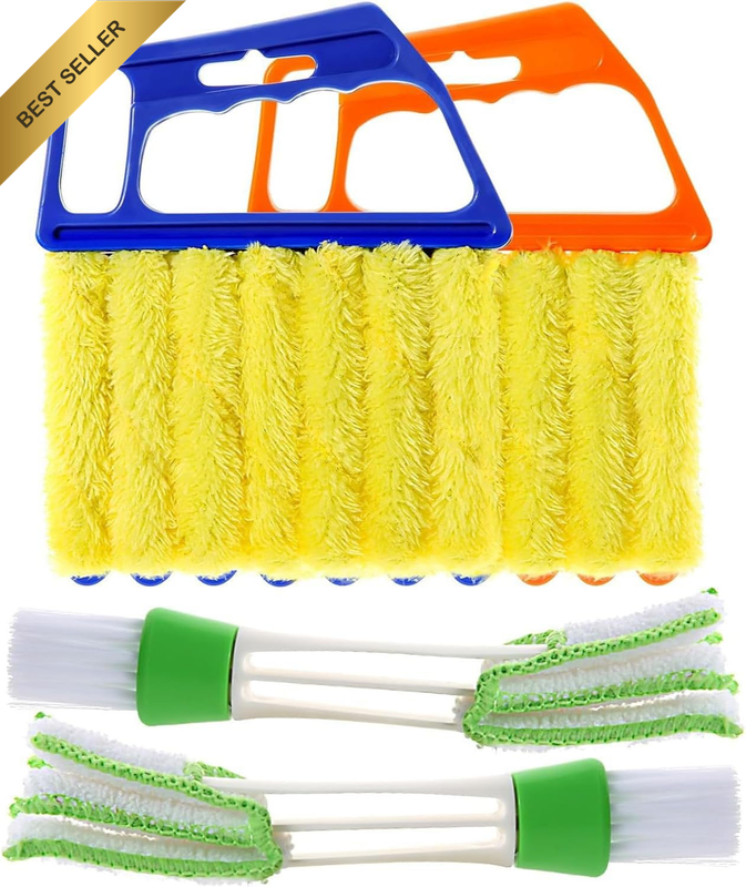4Pcs Window Venetian Blind Cleaner Duster Tool,Washable 7 Fingers Dusting Cleane