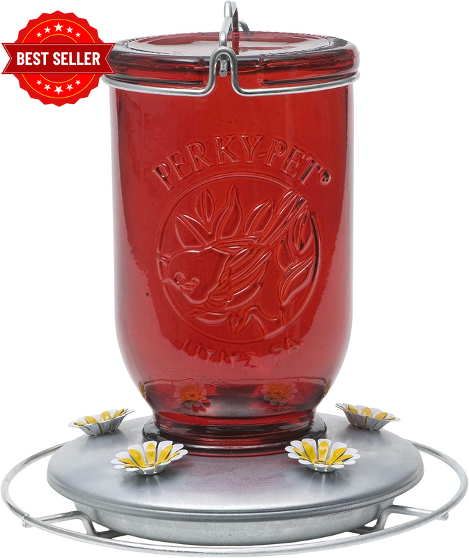 786-1SR Mason Jar Vintage Glass Hummingbird Feeder - Outdoor Garden Décor - 32-O