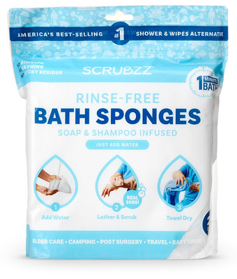 Scrubzz Disposable No Rinse Bathing Wipes - 25 Pack - All-In-1 Single Use Shower