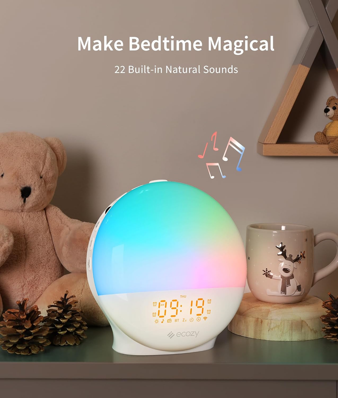 Sunrise Alarm Clock for Heavy Sleepers, Smart Wake Up Light with Sunrise/Sunset