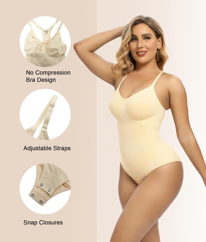 Women Bodysuit Tummy Control Full Body Shaper Slimming Shapewear Raceback Top