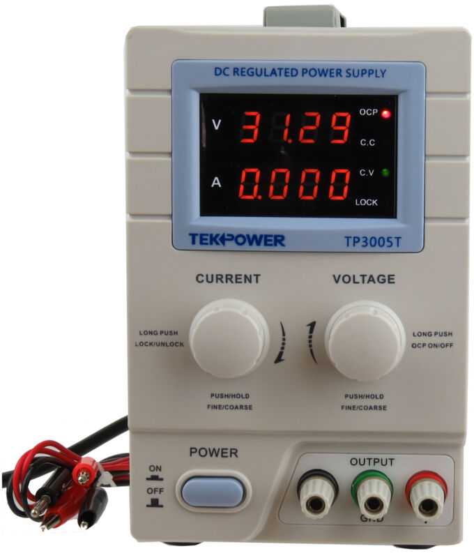 New Tekpower TP3005T Digital Variable DC Power Supply 30 Volts 5 Amps with Lock
