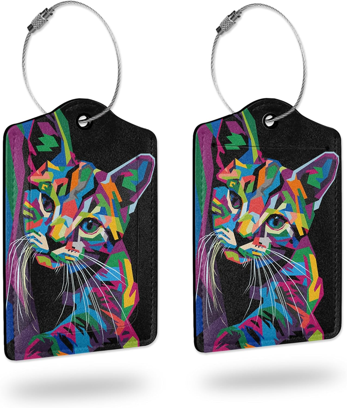 Tags For Suitcases,cute Cat Leather Cruise Suitcases Tag With Sta