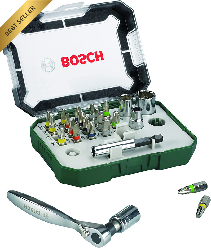 26Pc Screwdriver Bit & Ratchet Set Color Coded Accessories