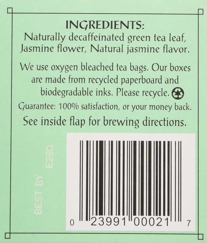 Inc Tea Jasmine Green Decaf 20-Count Pack of 6