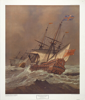 W. van DE VELDE Younger XRare Vtg 1967 Collotype RESOLUTION IN A GALE, Pallas