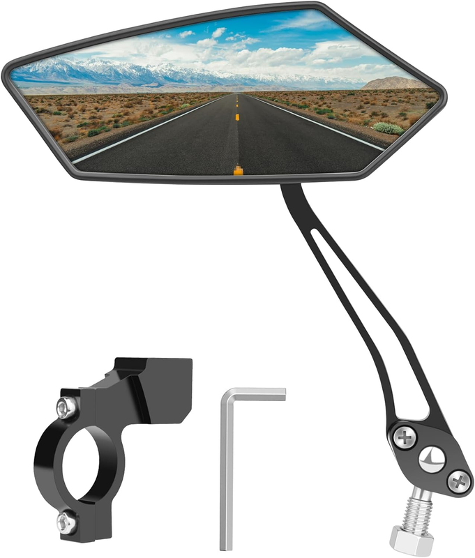 Bike Mirror, HD Wide Angle Large Handlebar Rearview Mirror, Blast-Resistant 360&deg;