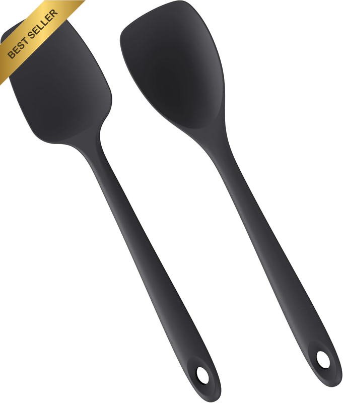 315℃ Heat Resistant Silicone Spoons:  28Cm Large Silicone Scoop Spoonula and 29C