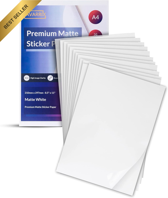 Australia A4 Sticker Paper, Paper-Based Matte White, 50 Sheets, Self Adhesive Pr
