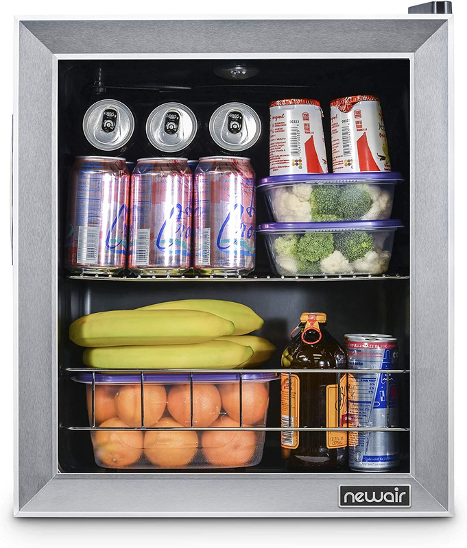Mini Fridge Beverage Refrigerator and Cooler, Free Standing Glass Door Refrigera
