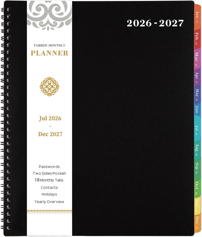 Monthly Planner 2026-2027, Jul 2026 - Dec 2027 Planner, 18 Month Calendar with C