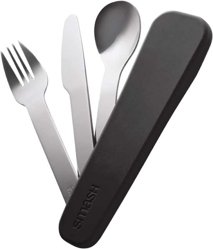 Stainless Steel Cutlery Set with Silicone Case, Black/Silver
