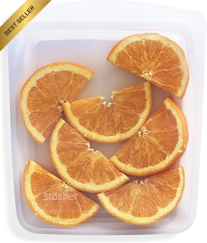 Silicone Reusable Storage Bag, Quart (Clear) | Food Meal Prep Storage Container