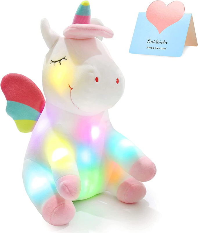 12'' Light up Unicorn Stuffed Animal Soft Plush Toy with Colorful LED Night Ligh