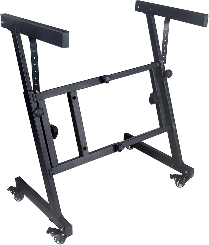 GLEAM Keyboard Stand - Z Style Adjustable Heavy Duty Piano Stand with Wheels (Fi