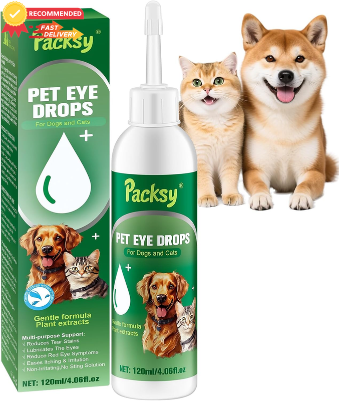 2x120ml Cat & Dog Eye Drops, Soothing Relief, Tear Stain Remover, All Natural