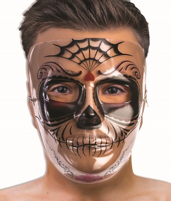 Senor Transparent Day Dead Mask Fancy Dress Up Halloween Adult Costume Accessory