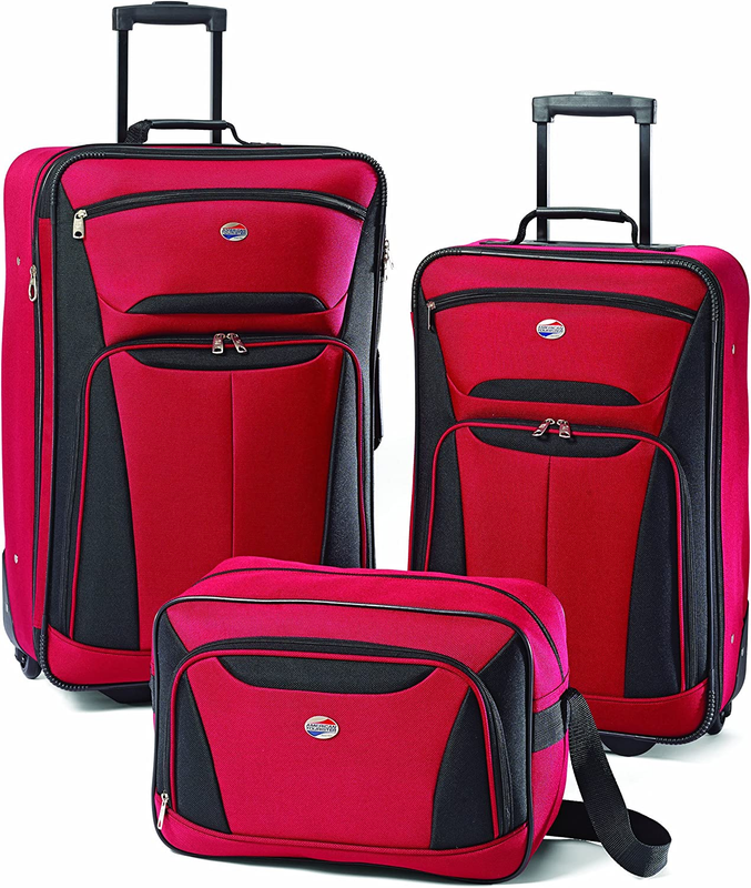 Fieldbrook II Softside Upright Luggage Set, Red/Black, 3-Piece (Tote/21/25)