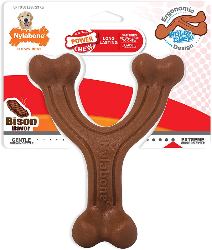 Nylabone Ergonomic Hod Chew Wishbone Bison Flavor Chew Dog T
