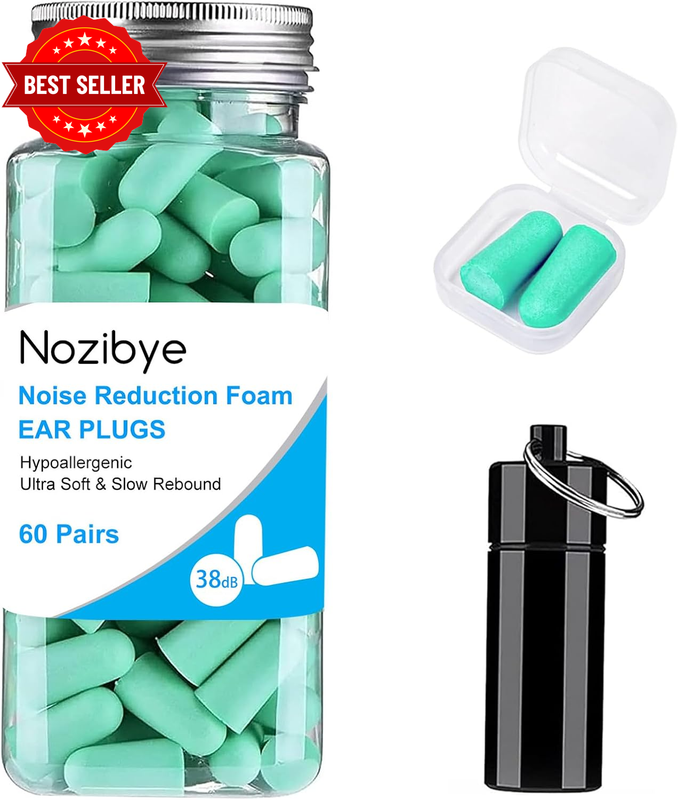 Ultra Soft Foam Earplugs, 120 Pieces (60 Pairs) - 38Db SNR Noise Cancelling Ear 