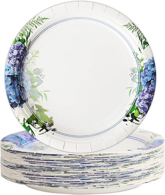 48 Pcs Spring Flower Party Plates Supplies Hydrangea Disposable Paper Plates Tab