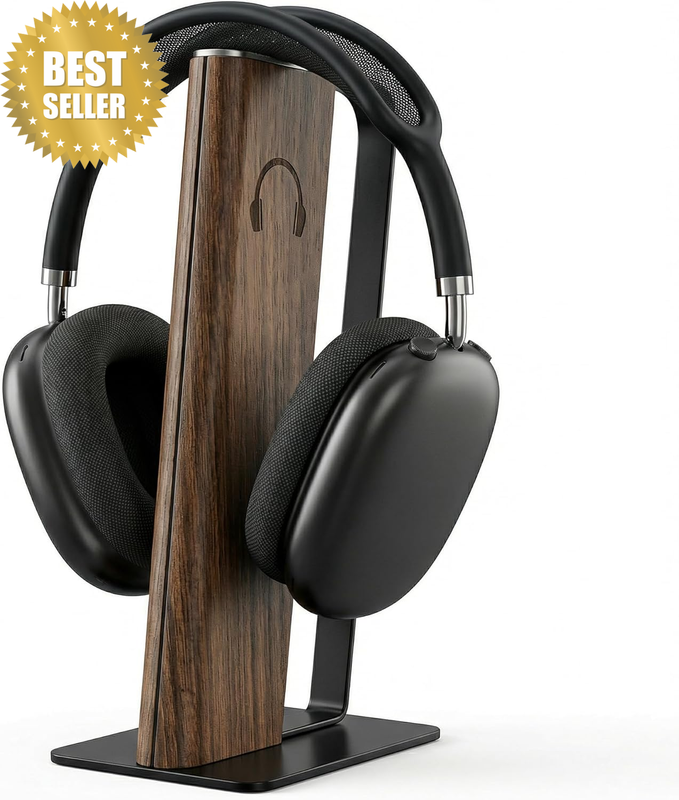 Luxury Headphone Stand for Desk,Desktop Headset Stand (Wooden Deisgn+High Carbon