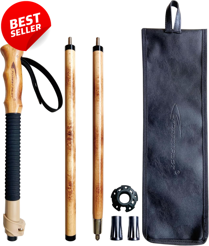 Adjustable Trekking Pole Beech Wood Hiking Walking Stick Flip Lock Grip - US