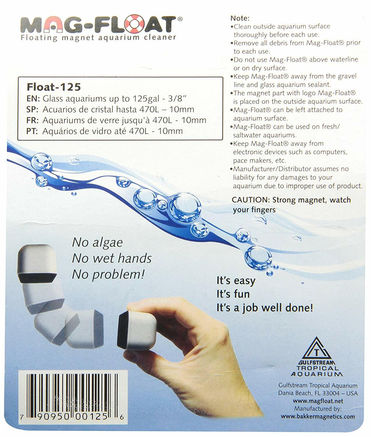 Floating Aquarium Cleaner Glass Fish Tank Cleaner Grey Medium 3 7/8