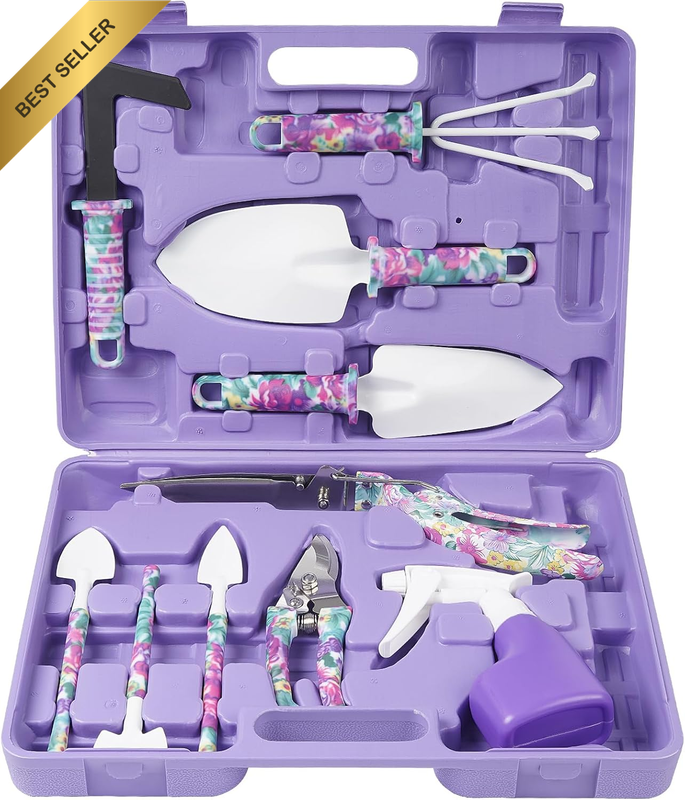 5PC Heavy Duty Garden Tool Set Box Rust-Proof Women Gift