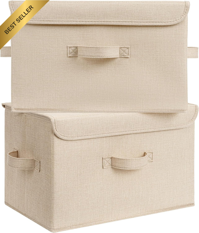 Fabric Storage Boxes, Pack of 2 Closet Storage Organizers for Clothes, Storage B