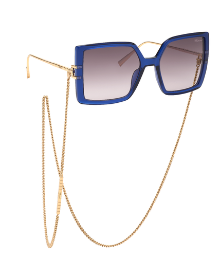 Pre-owned Chopard Ikch334 06na Blu Trasparente 56/19/135 Women's Sunglasses