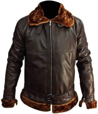 Men's B3 RAF Aviator Flying Pilot Bomber Shearling Sheepskin Leather Jacket