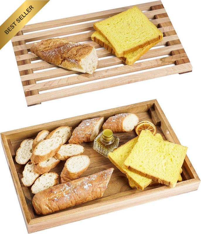 Bamboo Bread Cutting Board with Crumb Tray Bread Slicer | Bread Cutting Board wi