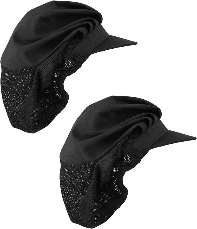 2Pcs Chef Hat Kitchen Baker Cooking Chef Cap Black Food Service Hairnets for Wom